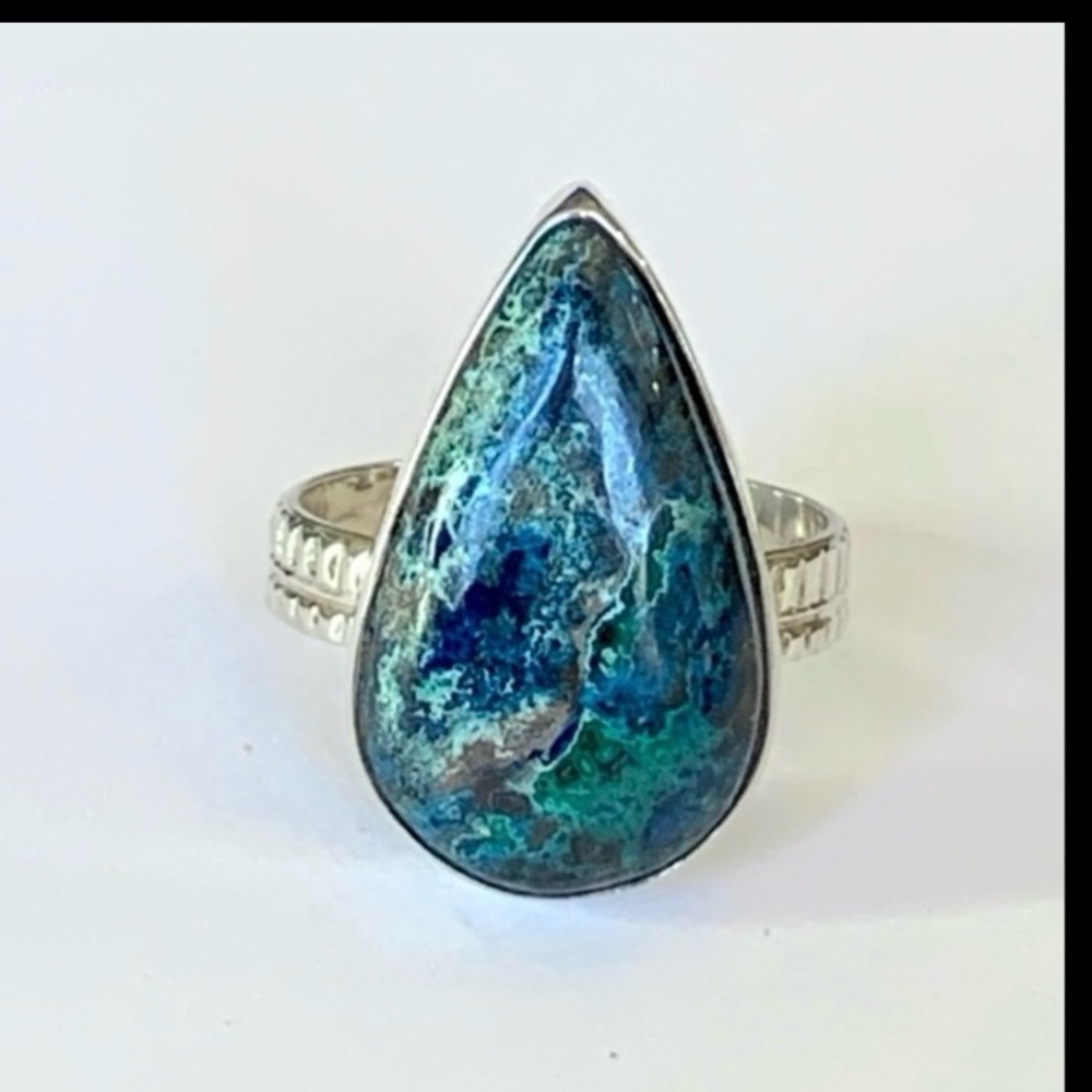 Earth From Afar Azurite in Chrysocolla Sterling Silver Ring